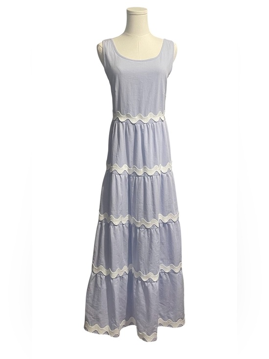 PrettyGarden Dresses & Skirts - Sleeveless light blue Maxi Dress with White Scallop Trim